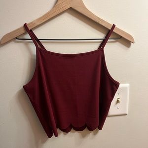 Cropped scallop tank top